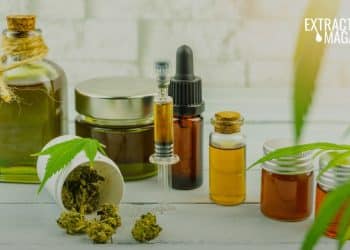 THC extracts in liquid form on a white table