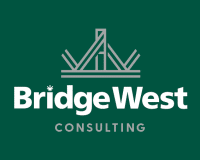 Bridge West Consulting logo on a green background, PNG