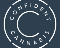 Confident Cannabis logo on a blue background, PNG