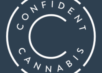 Confident Cannabis logo on a blue background, PNG