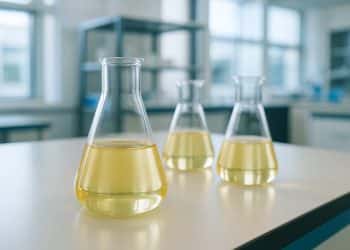 Laboratory vials and beakers with deep eutectic solvent formulations replacing toxic industrial solvents