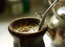 Yerba mate in calabash, with natural light.